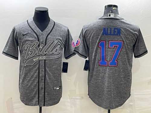 Mens Buffalo Bills #17 Josh Allen Gray With Patch Cool Base Stitched Baseball Jersey->buffalo bills->NFL Jersey